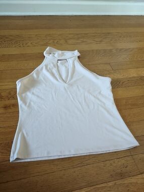 Beware White Cream Mock Neck Keyhole Halter Top Size M Sleeveless Y2K
